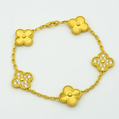 [Royal]CLOVER BRACELET 5 MOTIFS GOLD DIAMOND