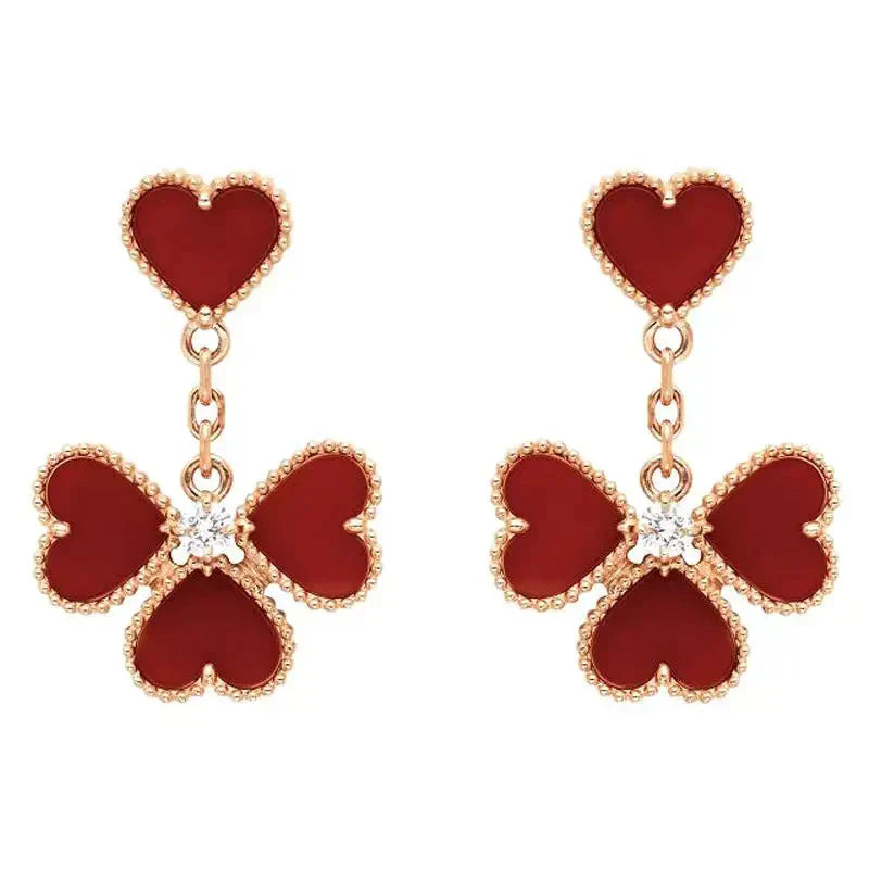 [Royal]SWEET CLOVER CARNELIAN EARRINGS