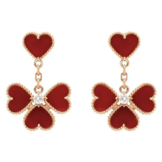 [Royal]SWEET CLOVER CARNELIAN EARRINGS