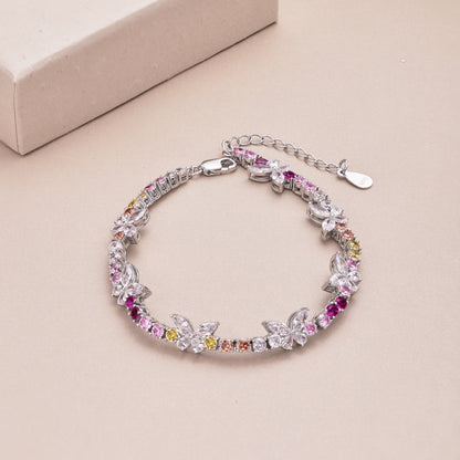 [Royal]Ornate Colorful Butterfly Shape Round Cut Daily Bracelet