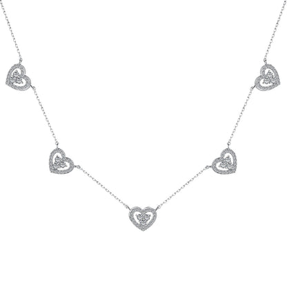 [Royal]Sparkling Five Heart Necklace