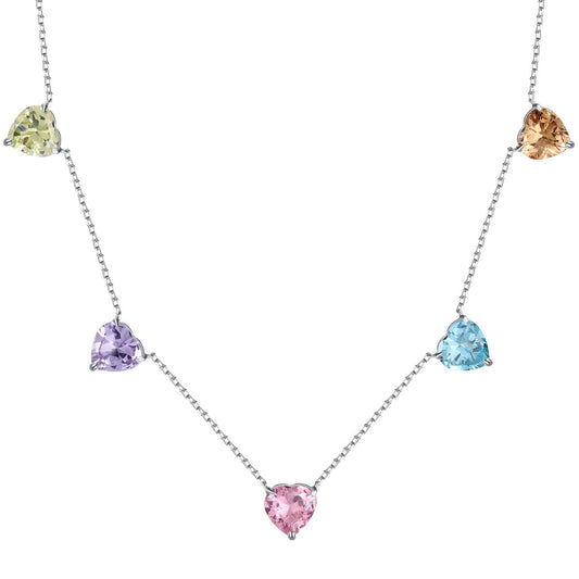 [Royal]Sparkling Colorful Heart Cut Necklace