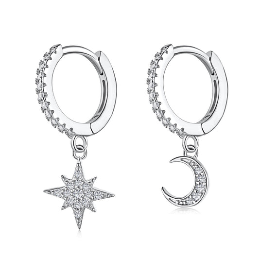 [Royal]Star and Moon Asymmetric Earrings