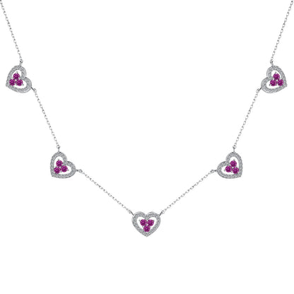 [Royal]Sparkling Five Heart Necklace