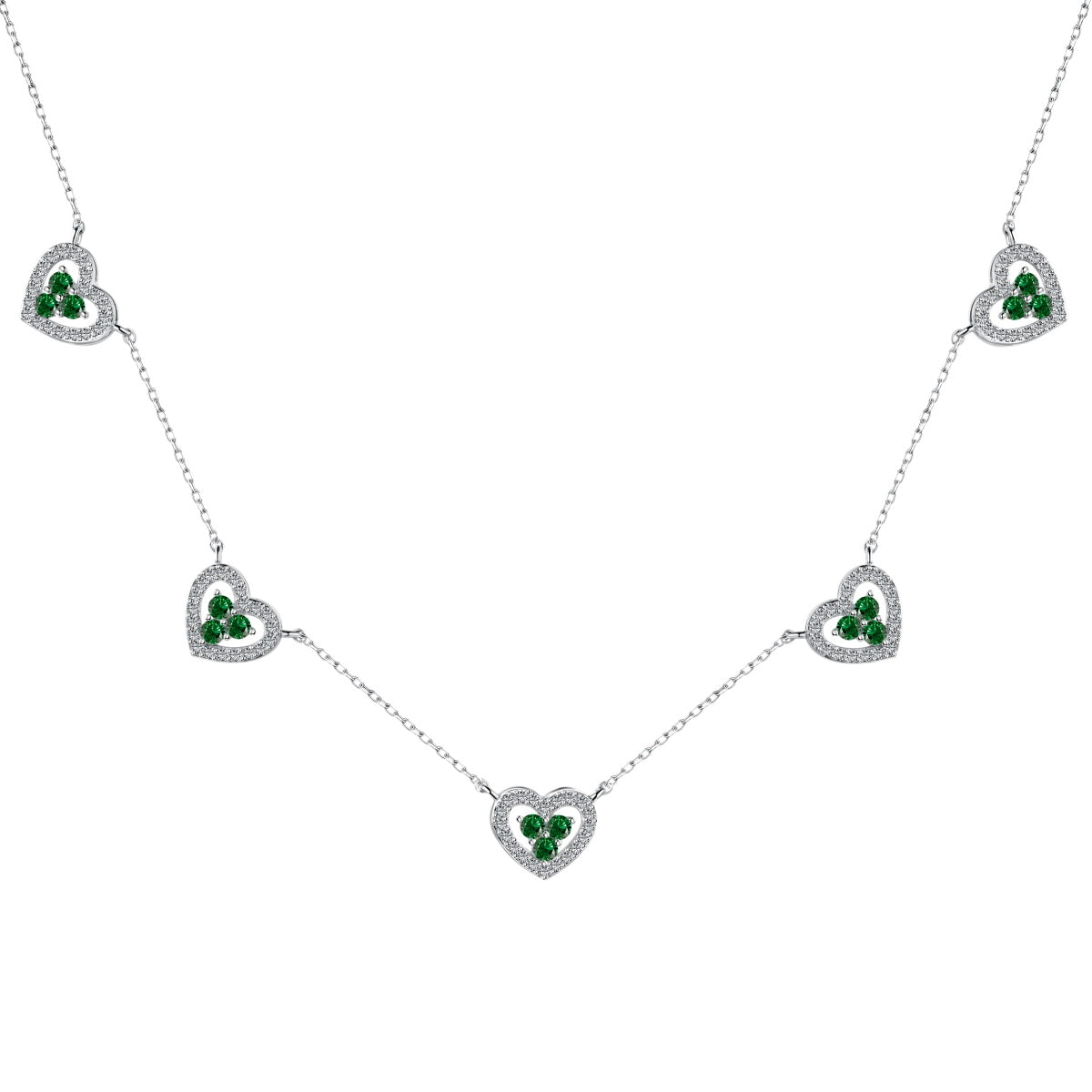 [Royal]Sparkling Five Heart Necklace