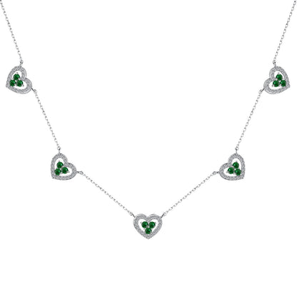 [Royal]Sparkling Five Heart Necklace