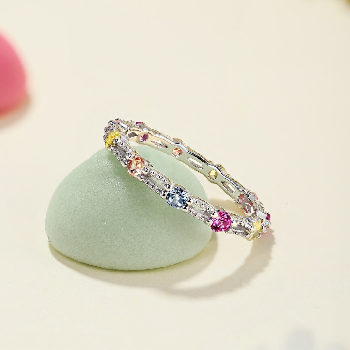 [Royal]Sparkling Colorful Round Cut Tennis Ring