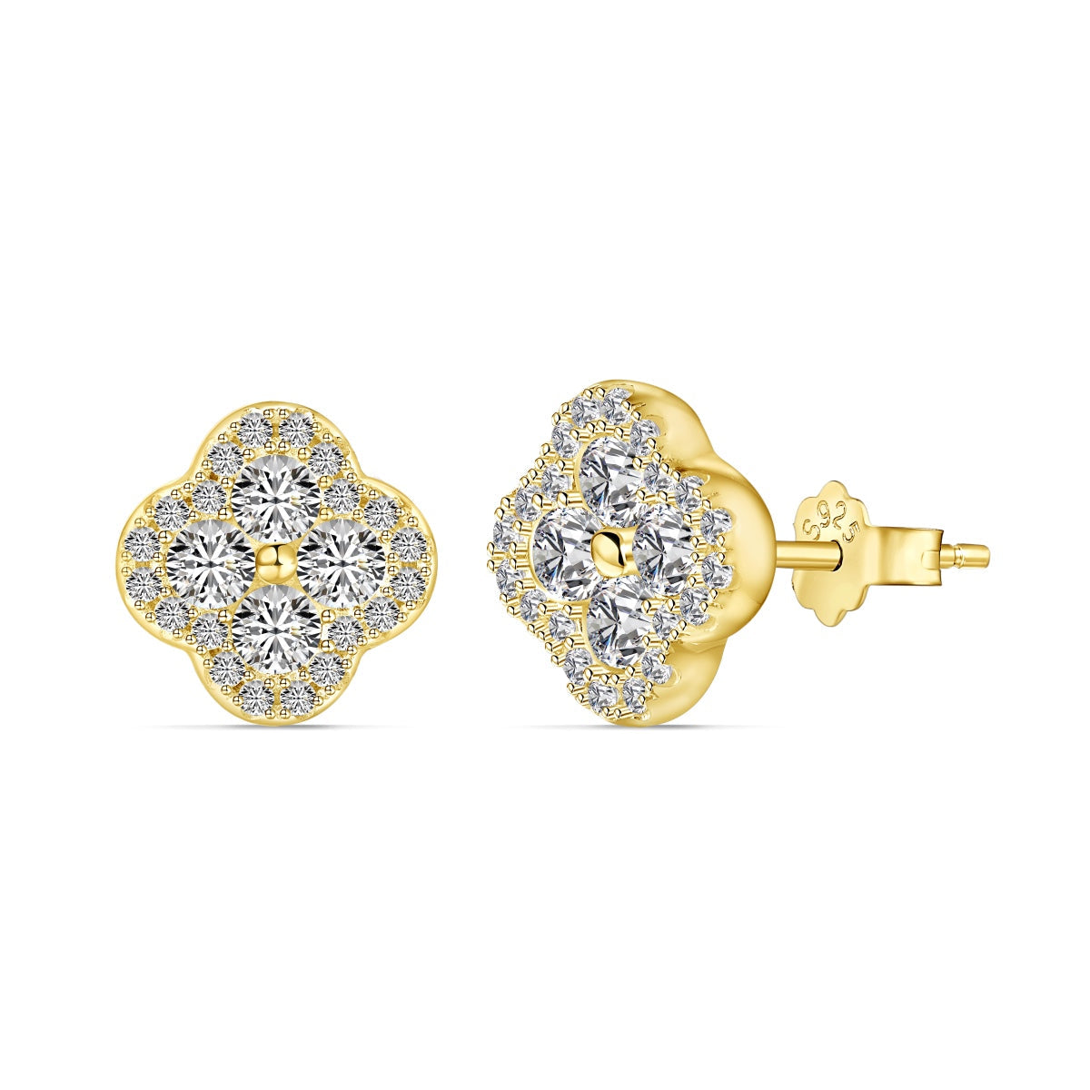 [Royal]Four-Leaf Clover Flower Shaped Earrings