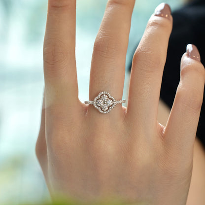 [Royal]Four Leaf Clover Flower Design Ring