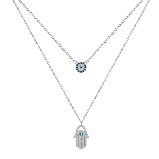 [Royal]Demon Eye Hamsa Palm Necklace