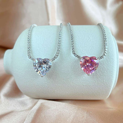 [Royal]8.0 Carat Versatile Colorful Sweet Heart-Shaped Tennis Necklace