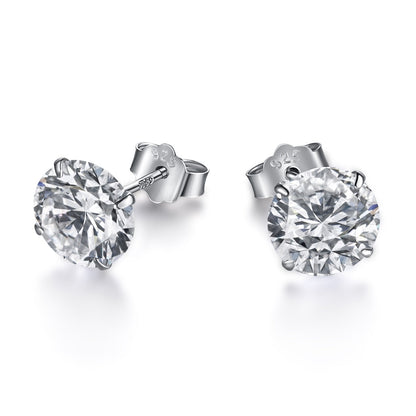 [Royal]Stylish Shiny Round Center Stone Stud Earrings