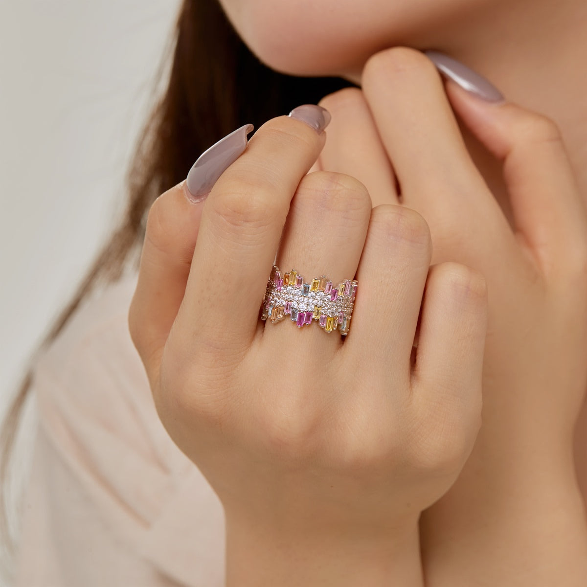 [Royal]Luxurious Colorful Radiant Cut Daily Ring