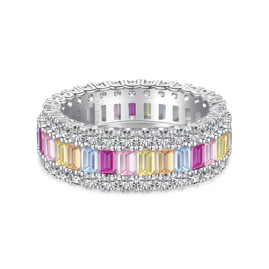 [Royal]Zierlicher bunter Radiant Cut Alltagsring