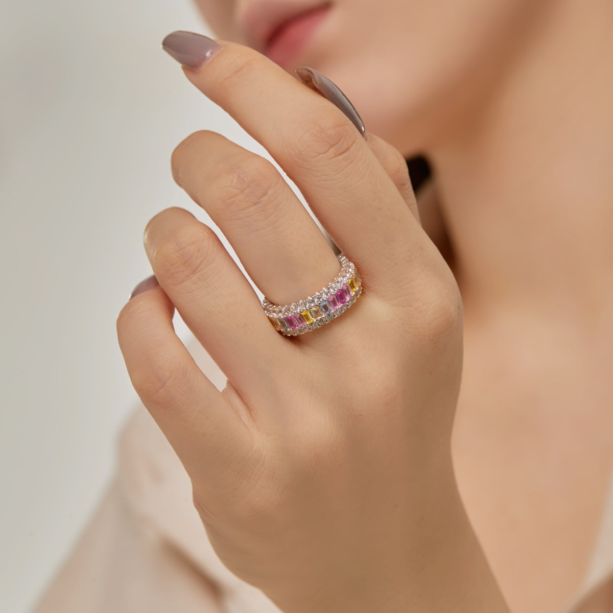 [Royal]Dainty Colorful Radiant Cut Daily Ring