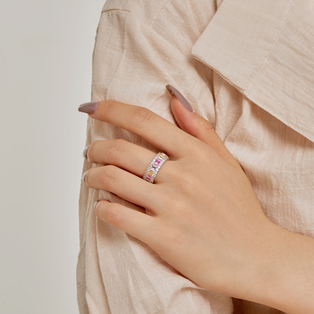 [Royal]Dainty Colorful Radiant Cut Daily Ring