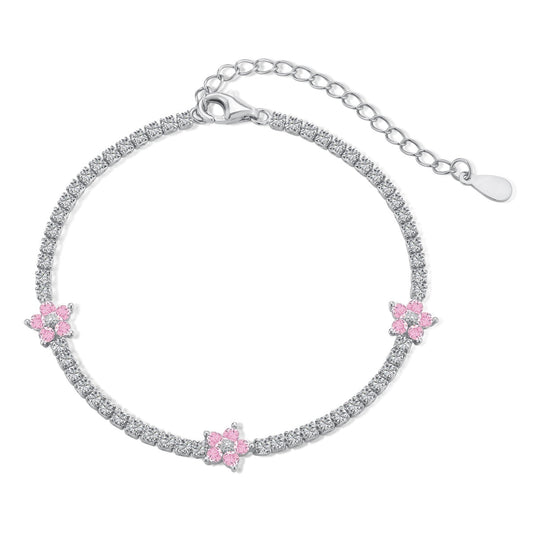 [Royal]Sparkling Flower Shape Tennis Bracelet