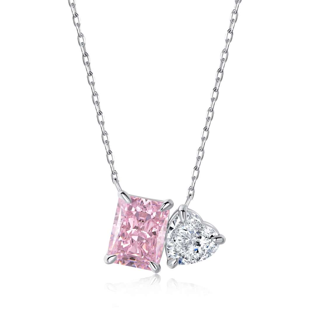 [Royal]Dazzling Square & Heart Shape Necklace