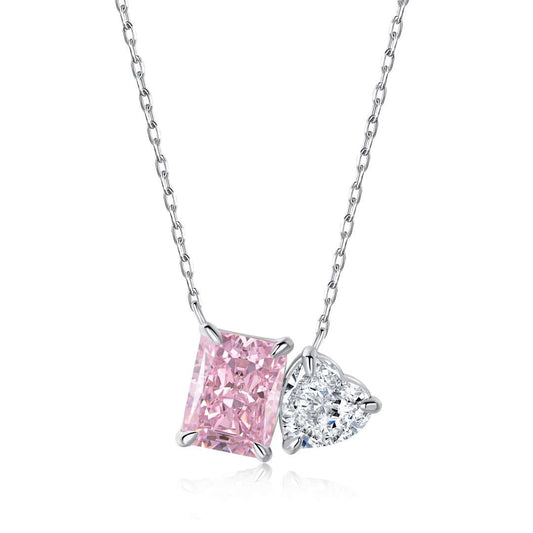 [Royal]Dazzling Square & Heart Shape Necklace