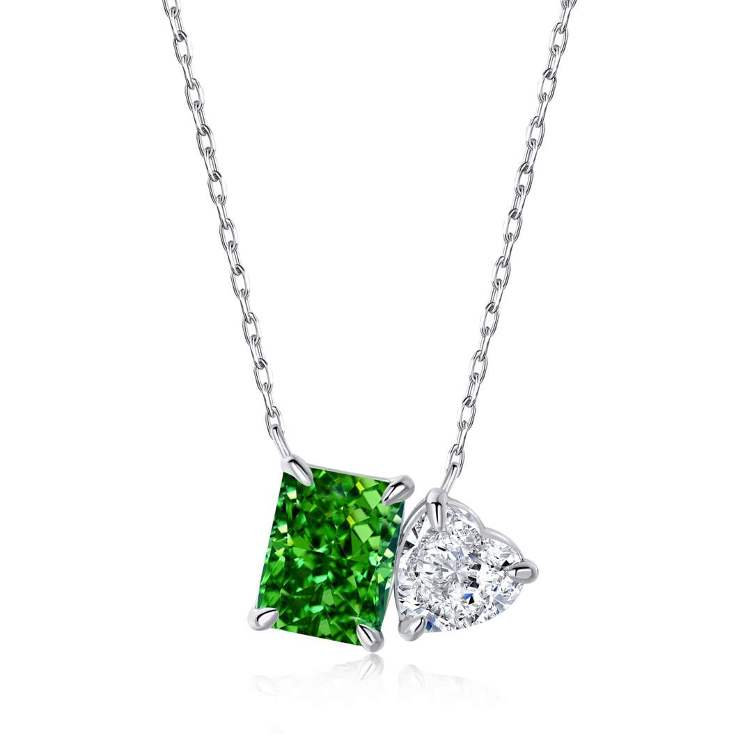 [Royal]Dazzling Square & Heart Shape Necklace