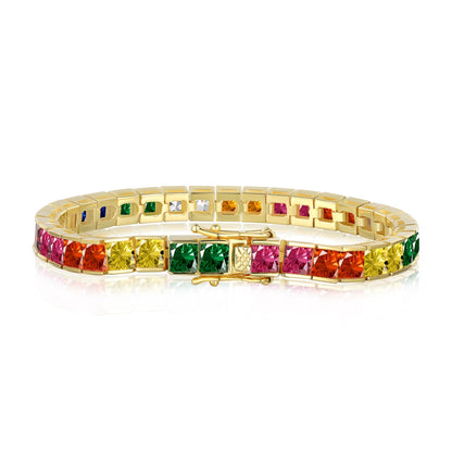 [Royal]Radiant Colorful Princess Cut Tennis Bracelet