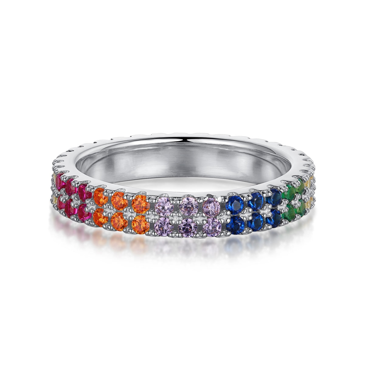 [Royal]Unique Colorful Round Cut Tennis Ring