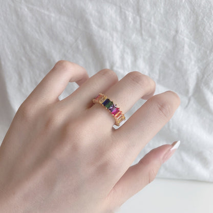 [Royal]Unique Colorful Radiant Cut RIng