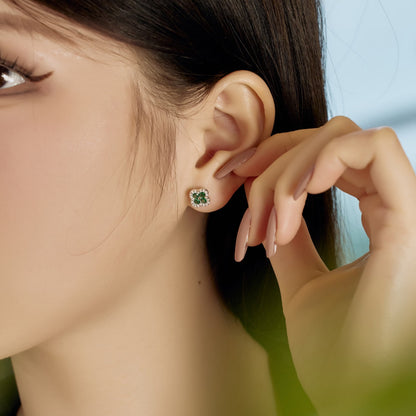 [Royal]Four-Leaf Clover Flower Shaped Earrings