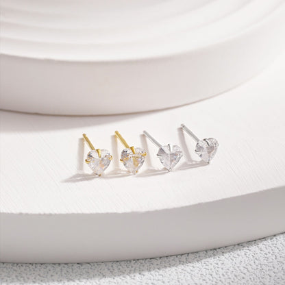 [Royal]Sparkling Heart Shaped Simple Earrings