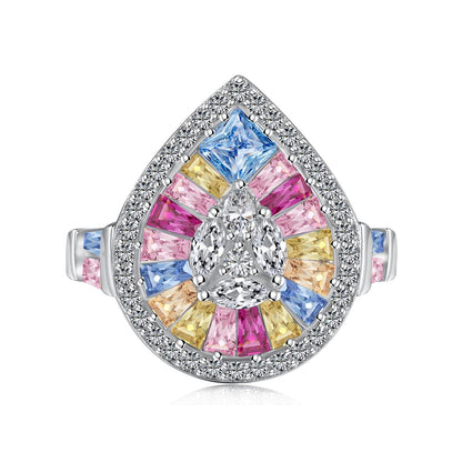 [Royal]Elegant Colorful Water Drop Shape Banquet Ring