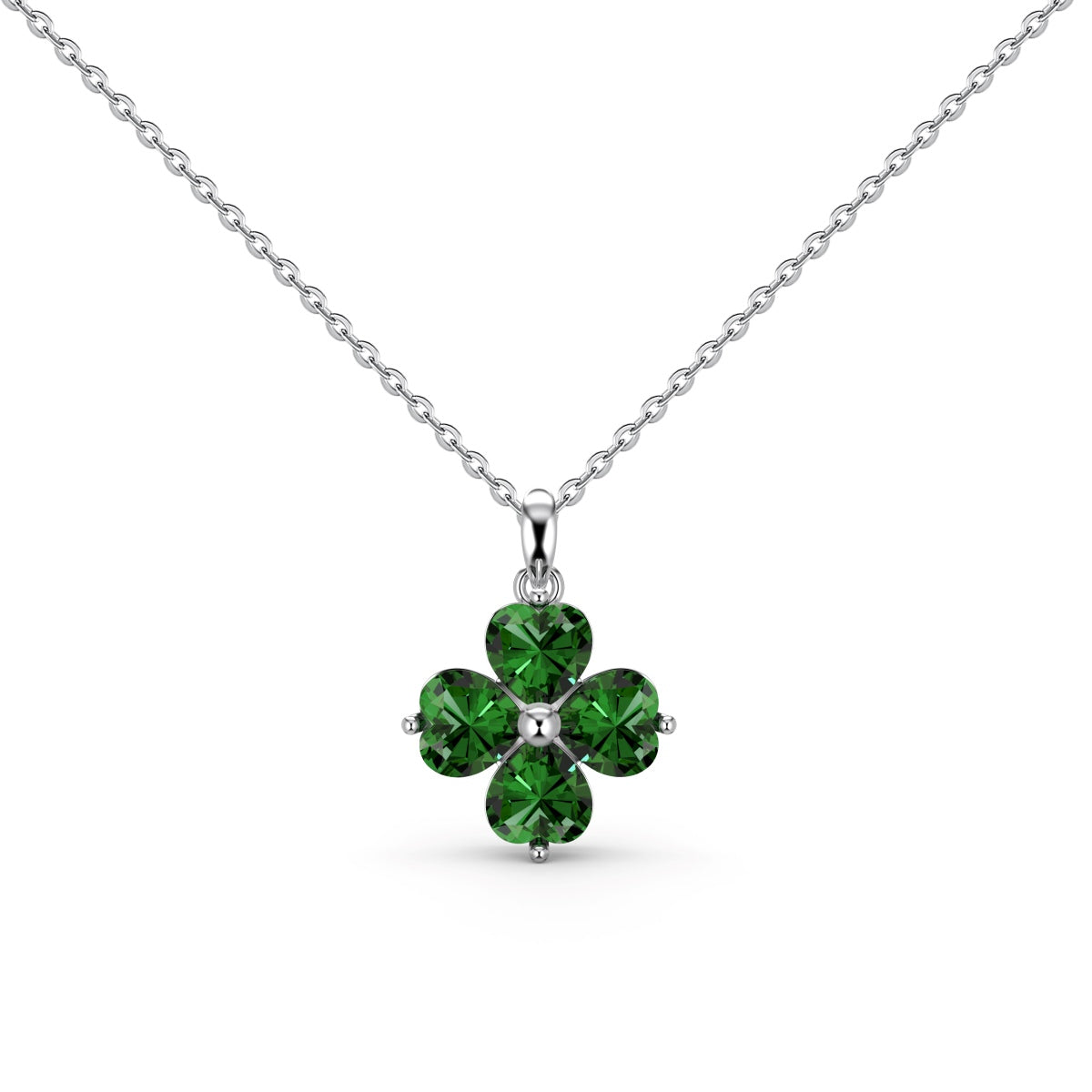 [Royal]Heart-Shaped Four-Leaf Clover Bead Necklace