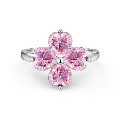 [Royal]Heart-shaped Four-Leaf Clover Ball Ring