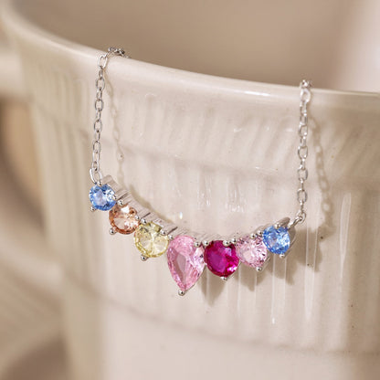 [Royal]Dainty Colorful Heart Necklace