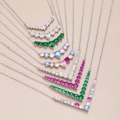 [Royal]Dainty Colorful Heart Necklace