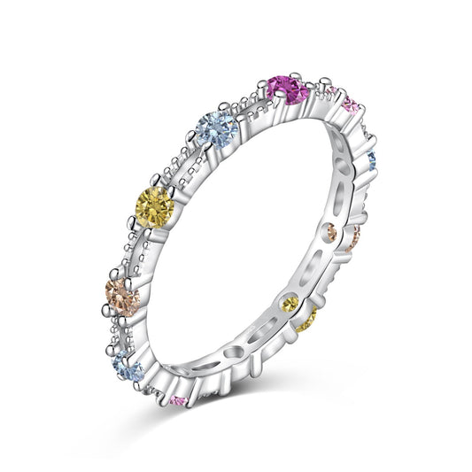 [Royal]Sparkling Colorful Round Cut Tennis Ring