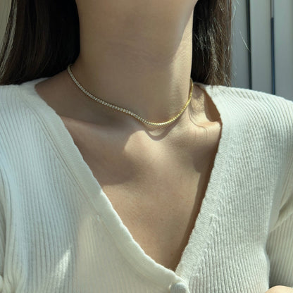 [Royal]Delicate Round Shape Tennis Necklace