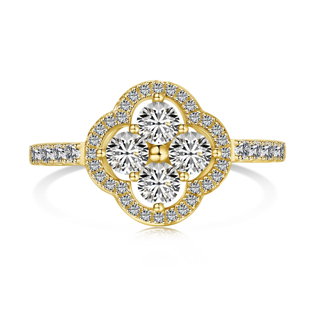 [Royal]Ring mit vierblättrigem Kleeblatt-Blumendesign