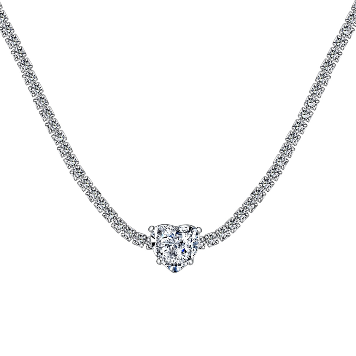 [Royal]2.0 Carat Sparkling Tennis Heart Cut Necklace