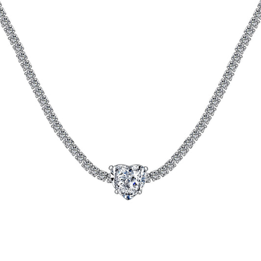 [Royal]2.0 Carat Sparkling Tennis Heart Cut Necklace