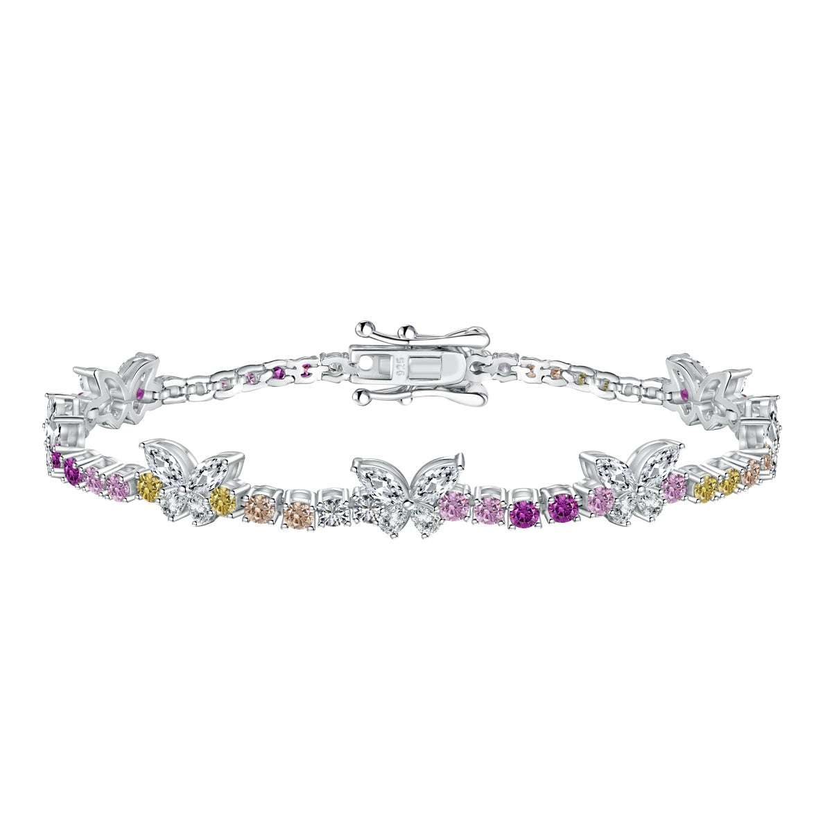 [Royal]Ornate Colorful Butterfly Shape Round Cut Daily Bracelet