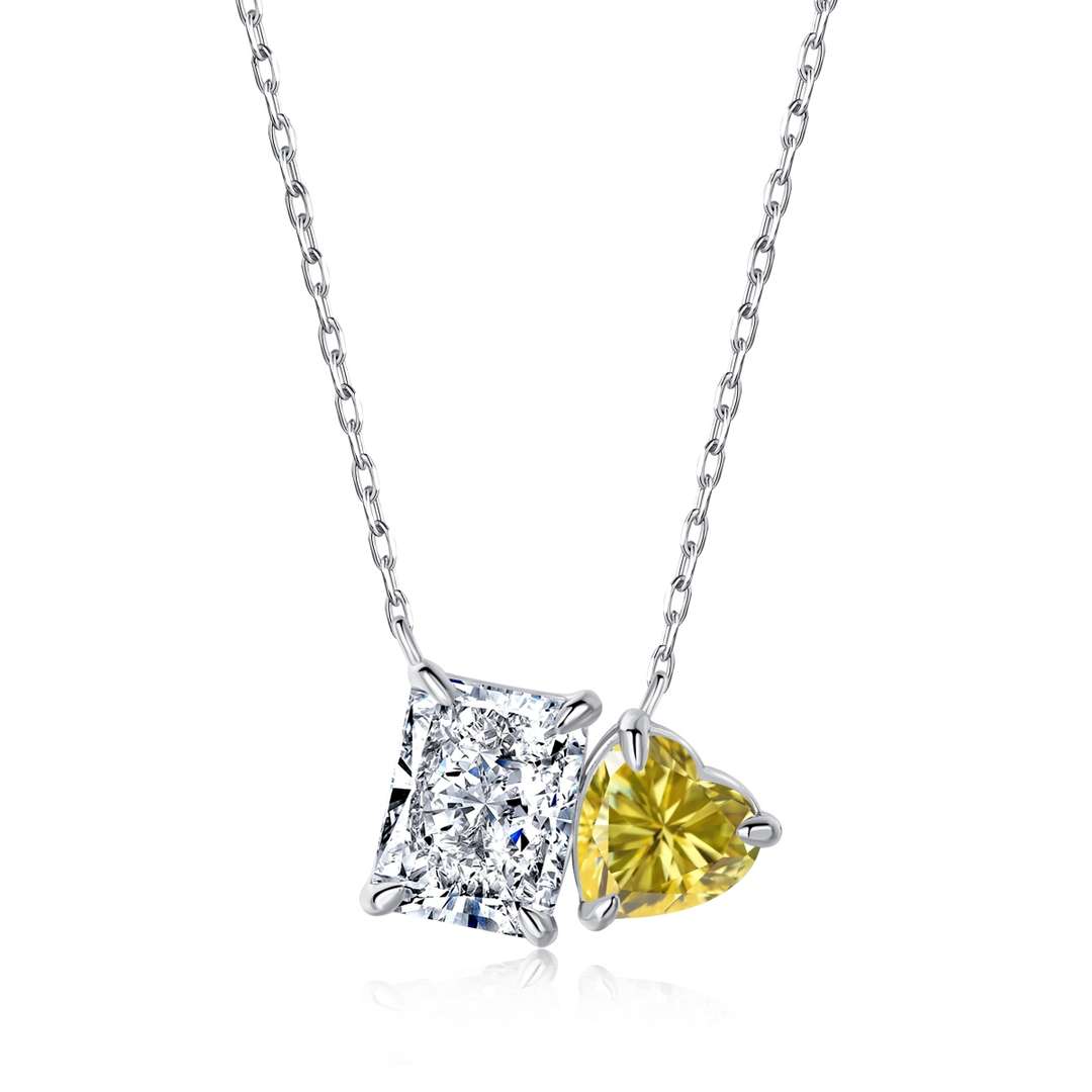 [Royal]Dazzling Square & Heart Shape Necklace