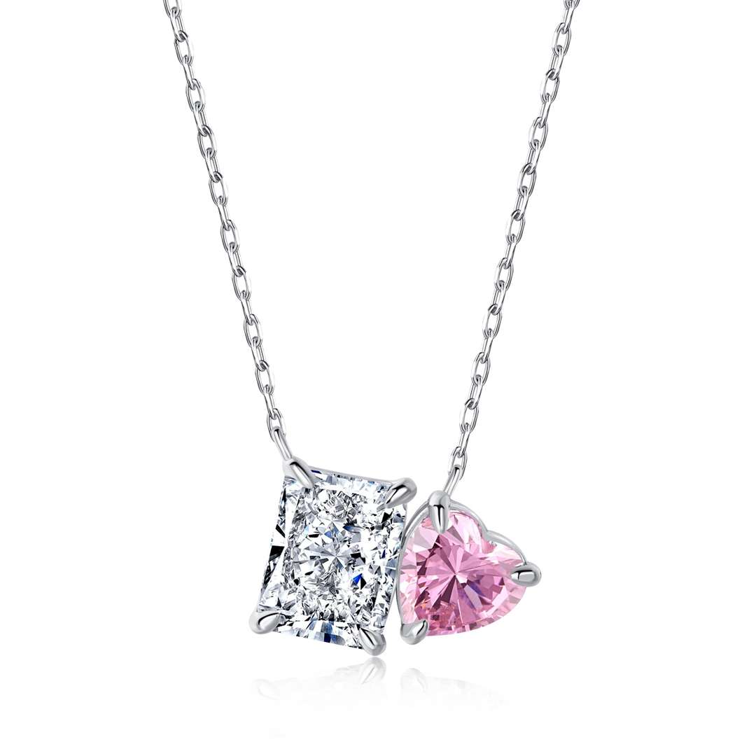 [Royal]Dazzling Square & Heart Shape Necklace