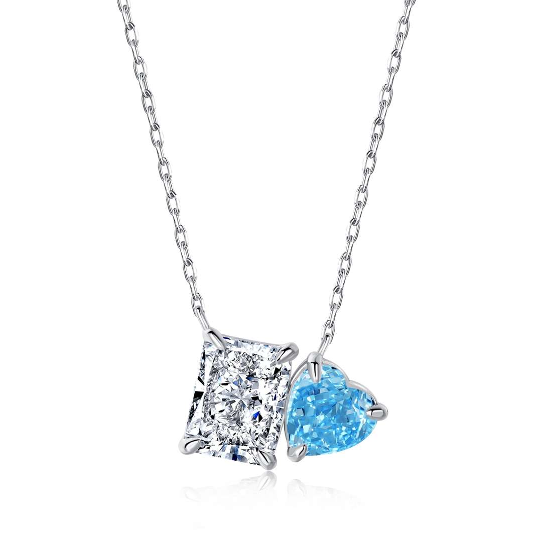 [Royal]Dazzling Square & Heart Shape Necklace