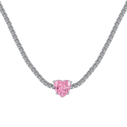 [Royal]2.0 Carat Sparkling Tennis Heart Cut Necklace