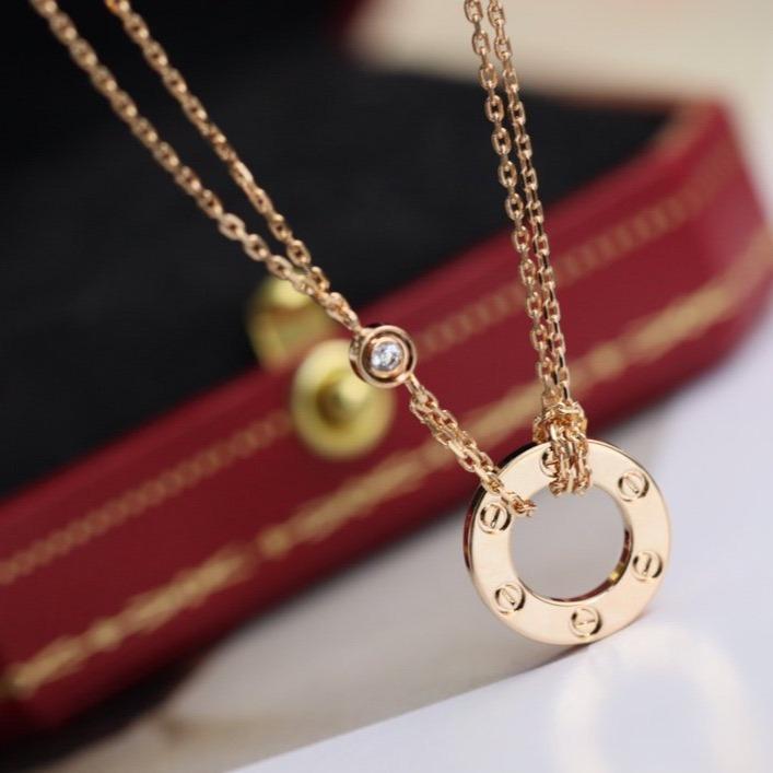 [Royal]LOVE NECKLACE ADJUSTABLE ROSE GOLD 2 DIAMOND