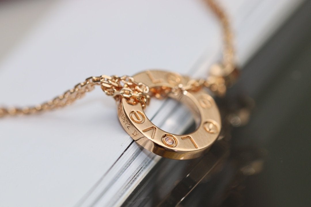 [Royal]LOVE NECKLACE ADJUSTABLE ROSE GOLD 2 DIAMOND