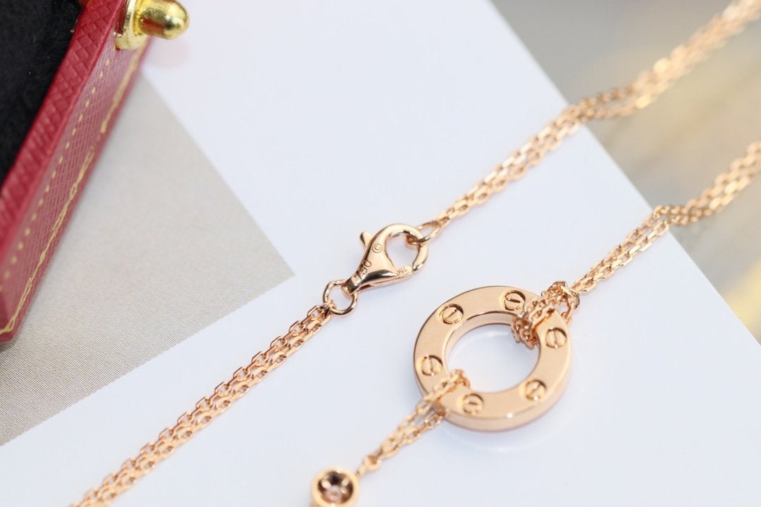 [Royal]LOVE NECKLACE ADJUSTABLE ROSE GOLD 2 DIAMOND