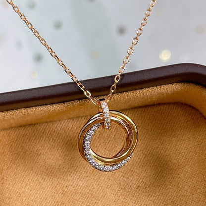 [Royal]TRINITY NECKLACE SILVER GOLD PINK GOLD DIAMONDS