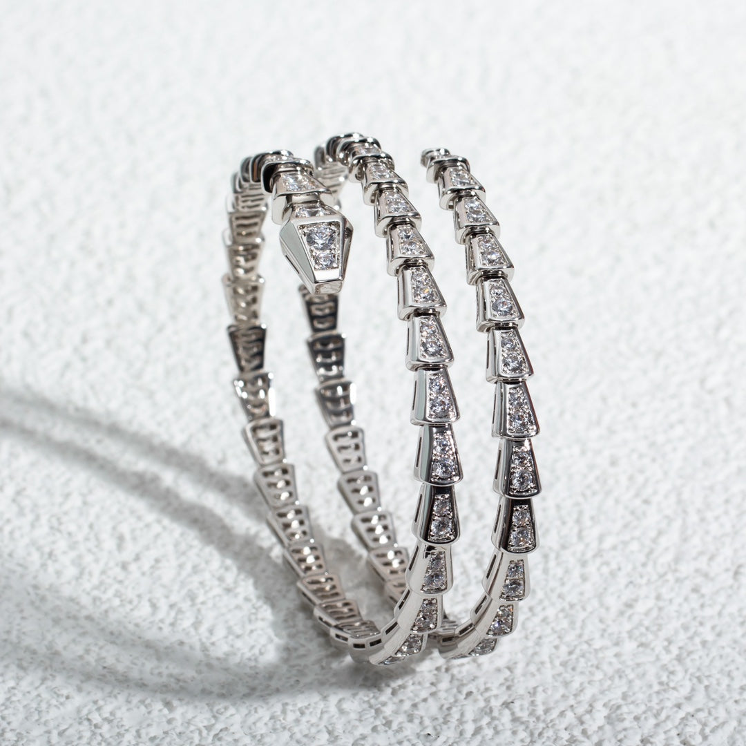 [Royal]SERPENTI BRACELET SILVER DIAMOND DOUBLE ROW