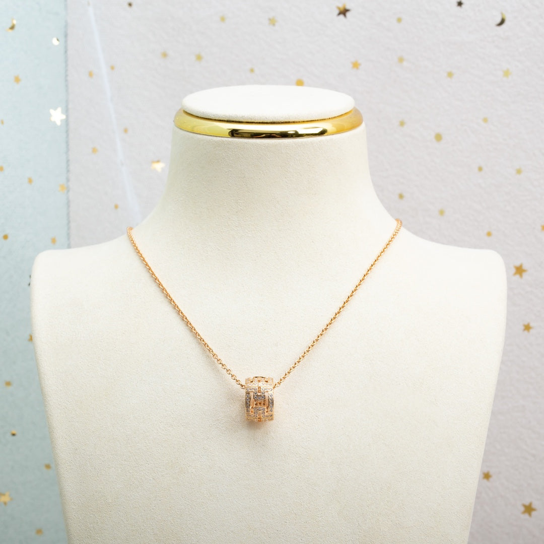 [Royal]PARENTESI NECKLACE PINK GOLD DIAMOND